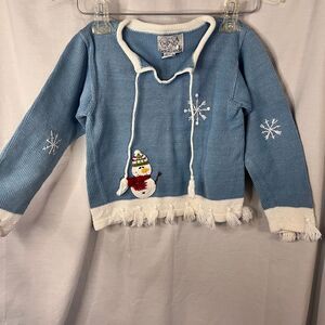 Zack ali 4 Kids Sweater Knit Christmas Winter Snowman Snowflakes Tassels Sz 7/8